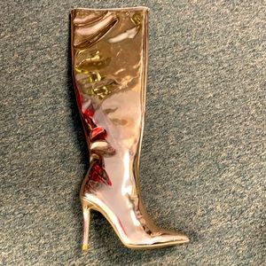 Rose Gold Metallic Thigh High Boot